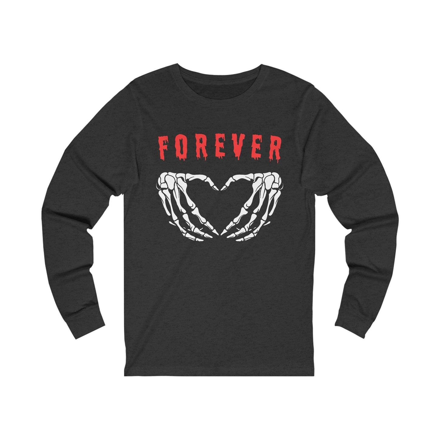 Forever Love - Long Sleeve Tee - embalmer, funeral director, goth, hearts, mortician, romance, skeleton, skulls, wedding Long-sleeve