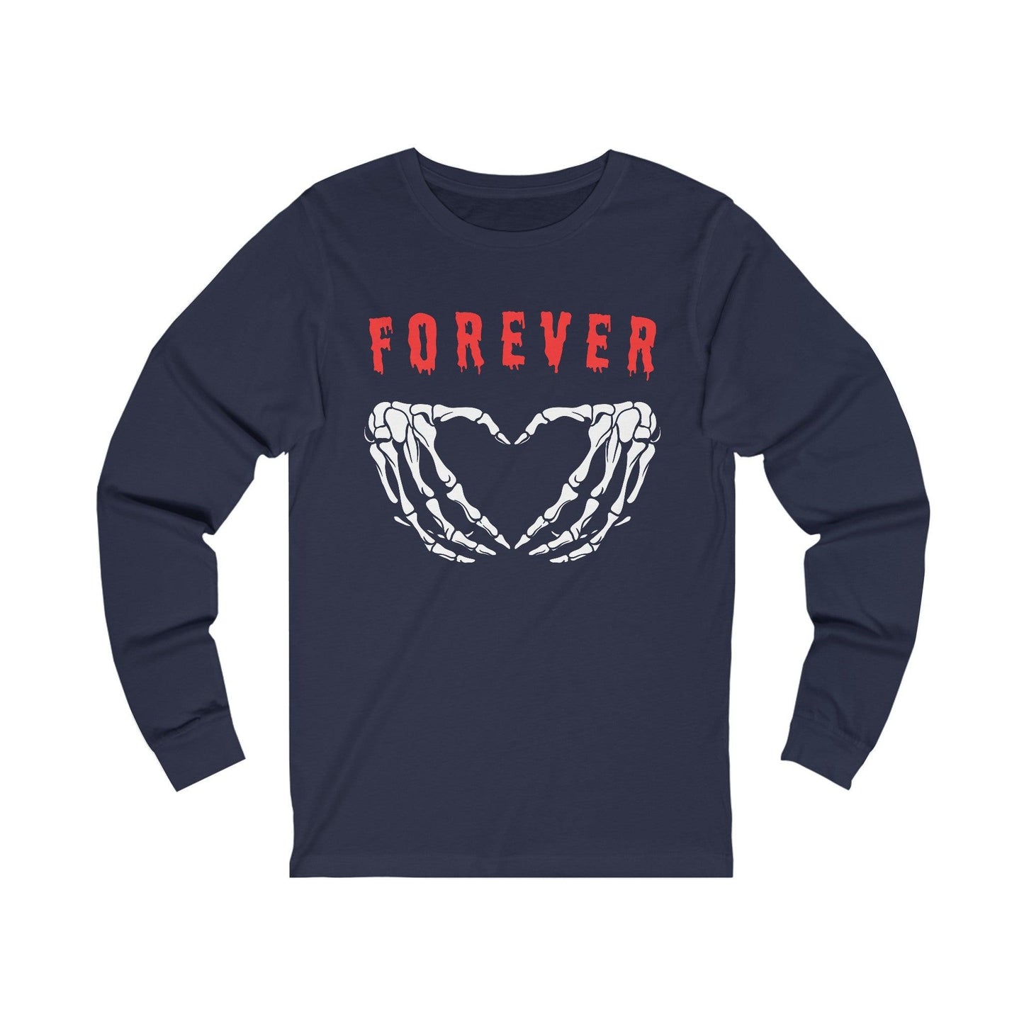 Forever Love - Long Sleeve Tee - embalmer, funeral director, goth, hearts, mortician, romance, skeleton, skulls, wedding Long-sleeve