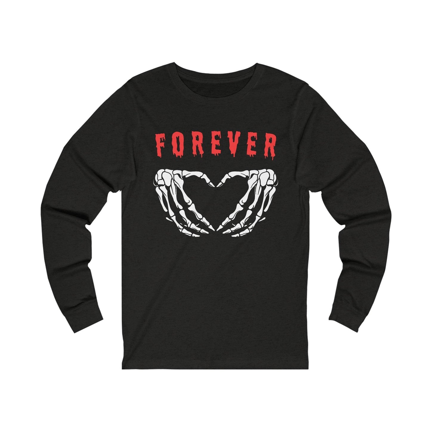 Forever Love - Long Sleeve Tee - embalmer, funeral director, goth, hearts, mortician, romance, skeleton, skulls, wedding Long-sleeve