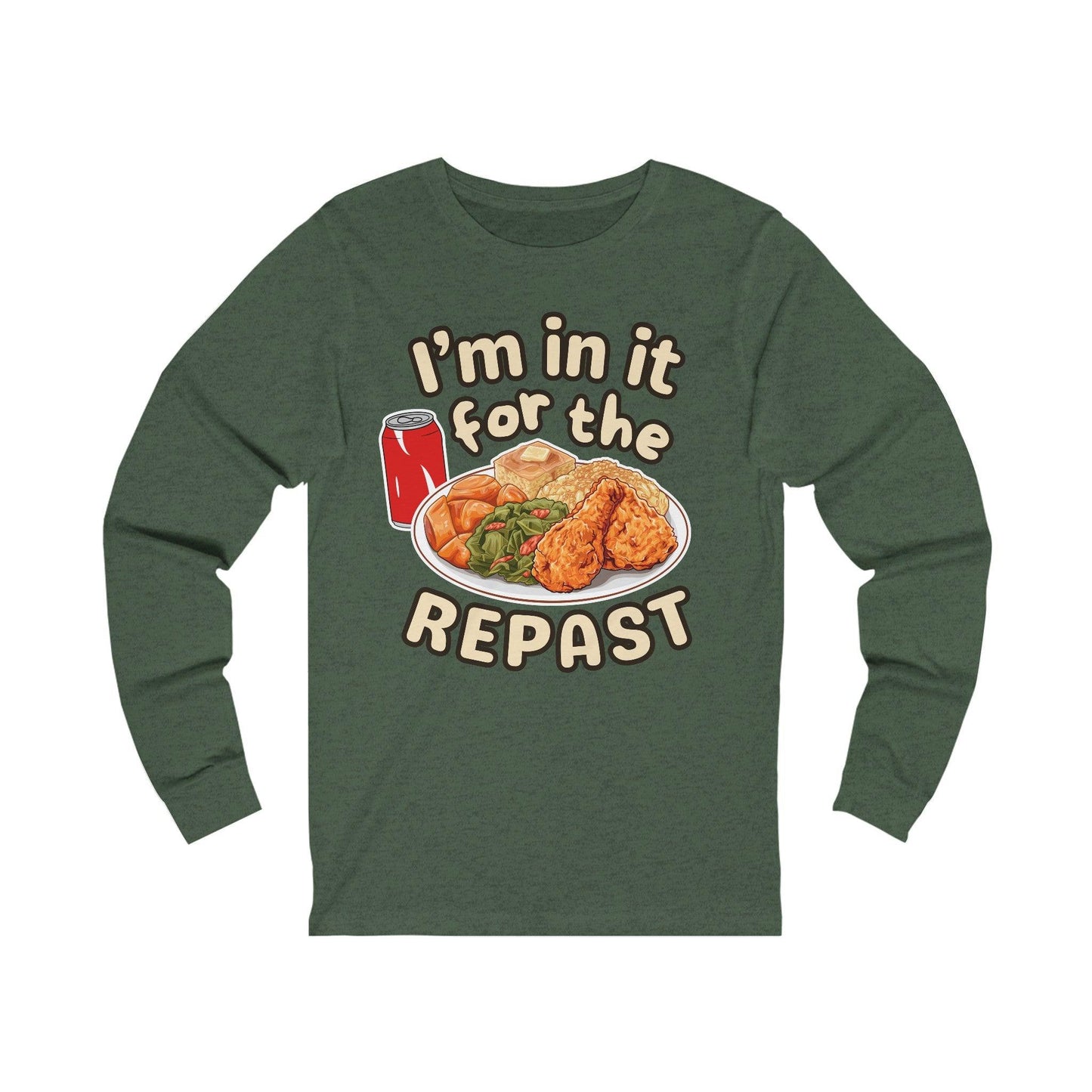 I'm in it for the REPAST - Long Sleeve Tee - comfort food, embalmer, funeral director, mortician, soul food, southern food Long-sleeve