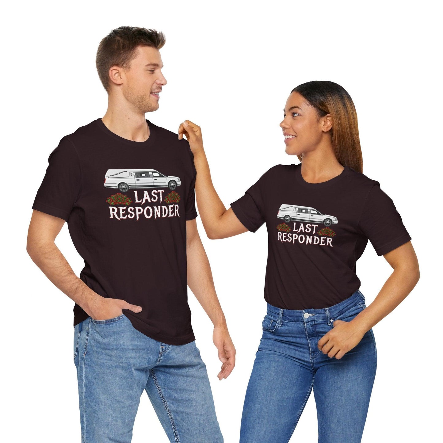 Last Responder NEW Tee - Cotton, Crew neck, DTG, funeral, funeral director, hearse, last responder, Men's Clothing, mortician, Neck Labels, Regular fit, T-shirts, Unisex, Women's Clothing T-Shirt