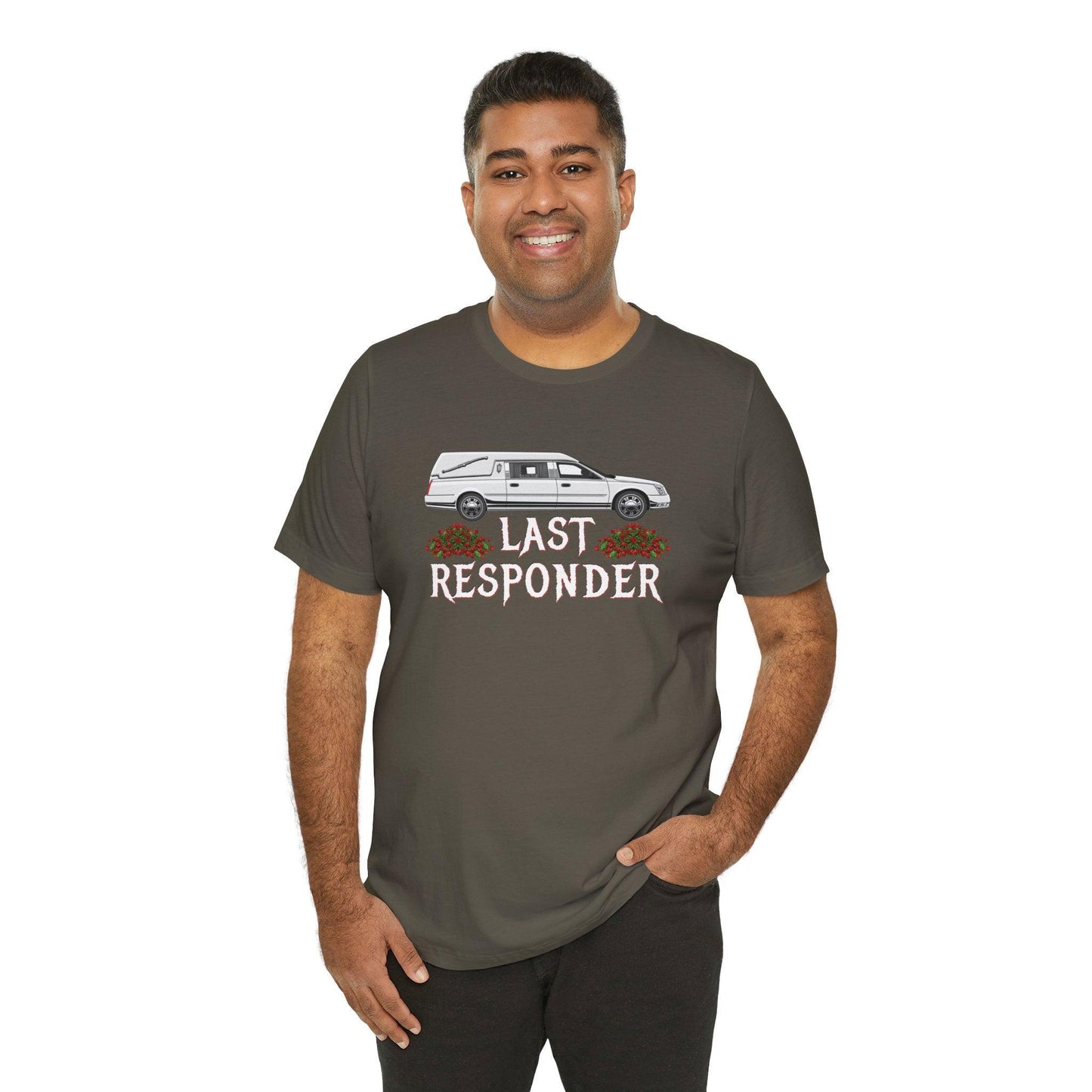 Last Responder NEW Tee - Cotton, Crew neck, DTG, funeral, funeral director, hearse, last responder, Men's Clothing, mortician, Neck Labels, Regular fit, T-shirts, Unisex, Women's Clothing T-Shirt