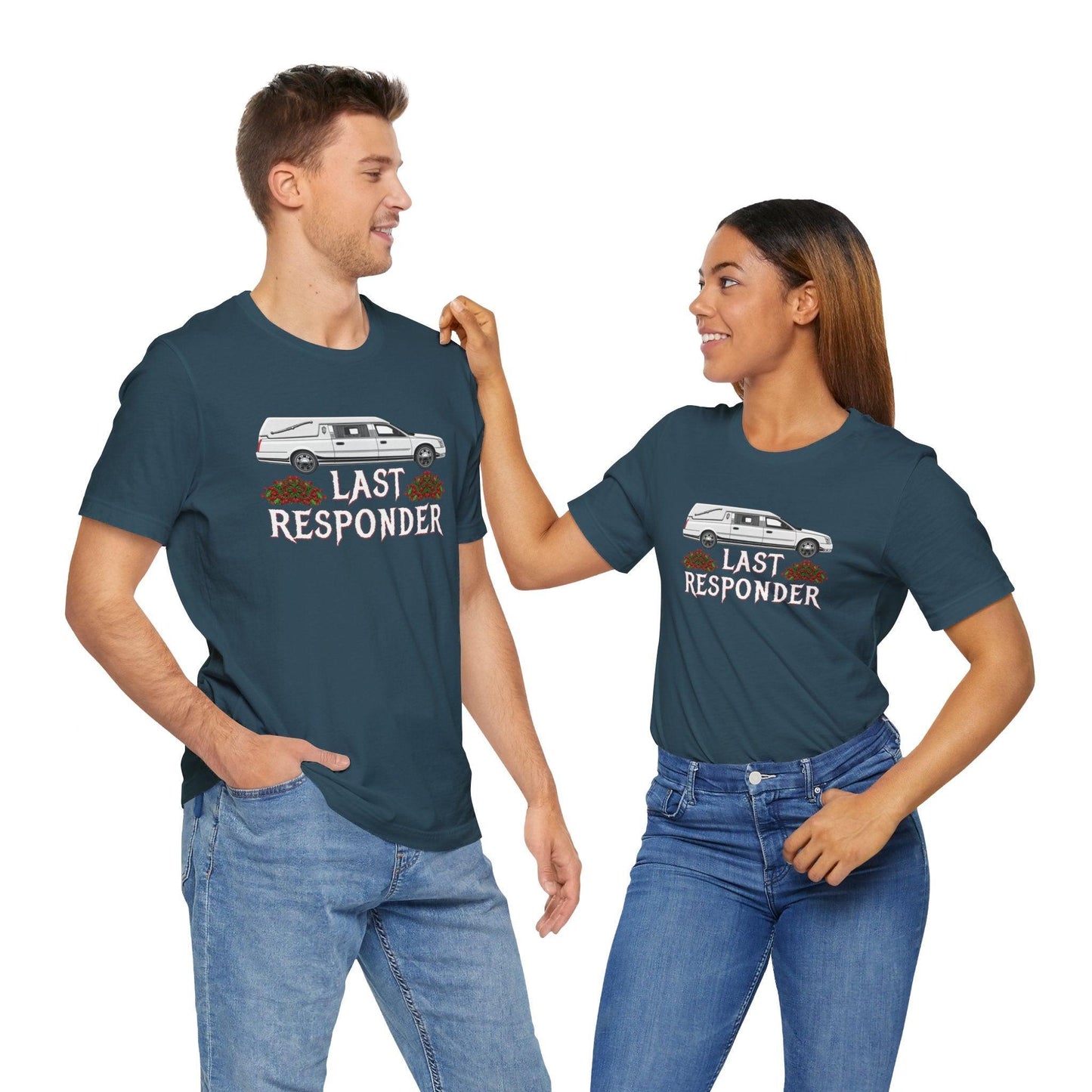 Last Responder NEW Tee - Cotton, Crew neck, DTG, funeral, funeral director, hearse, last responder, Men's Clothing, mortician, Neck Labels, Regular fit, T-shirts, Unisex, Women's Clothing T-Shirt