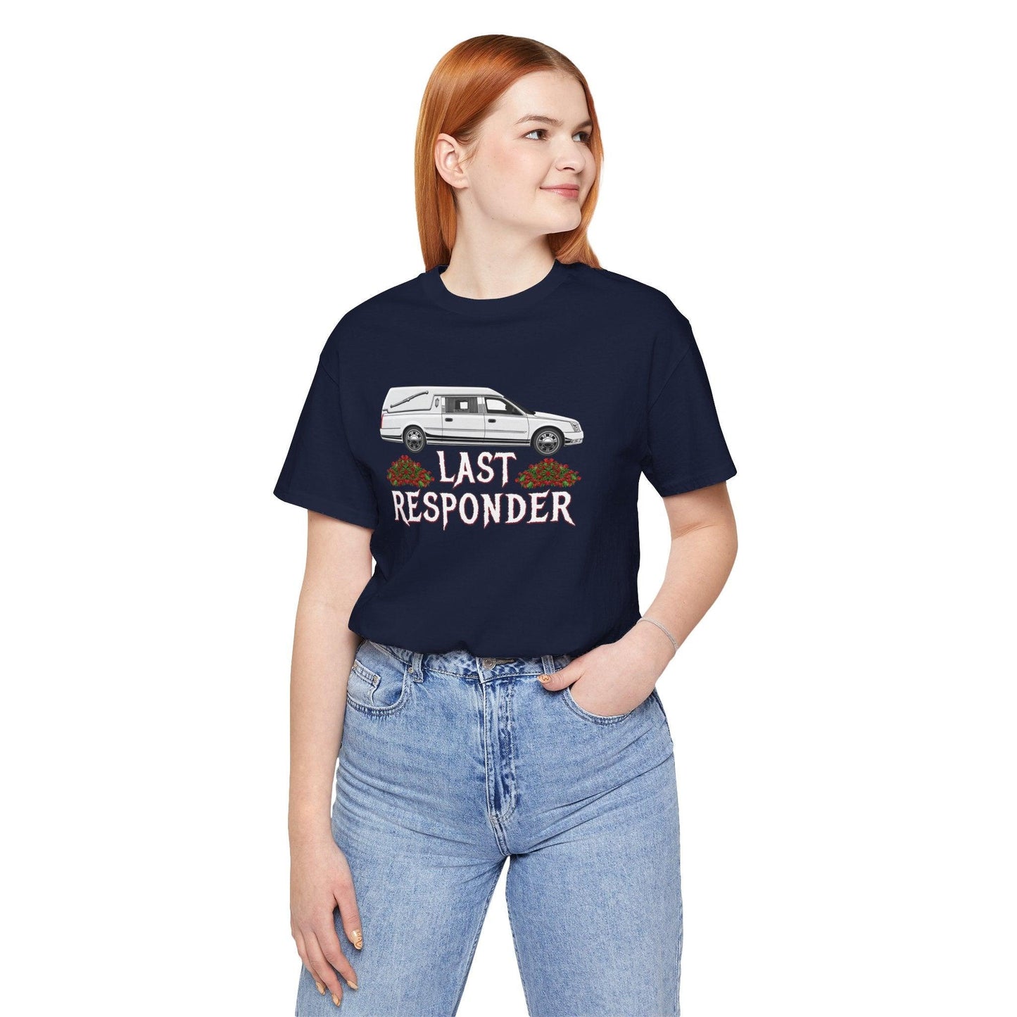 Last Responder NEW Tee - Cotton, Crew neck, DTG, funeral, funeral director, hearse, last responder, Men's Clothing, mortician, Neck Labels, Regular fit, T-shirts, Unisex, Women's Clothing T-Shirt