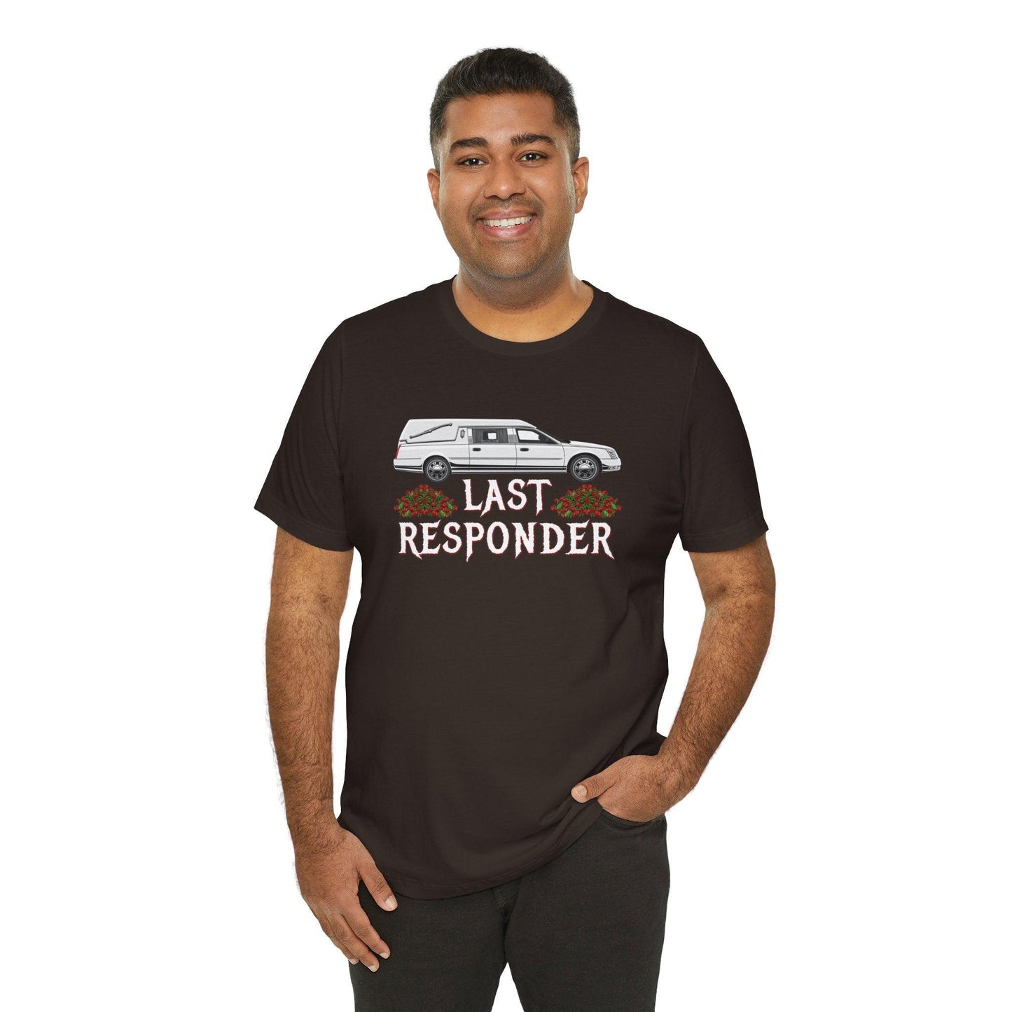 Last Responder NEW Tee - Cotton, Crew neck, DTG, funeral, funeral director, hearse, last responder, Men's Clothing, mortician, Neck Labels, Regular fit, T-shirts, Unisex, Women's Clothing T-Shirt