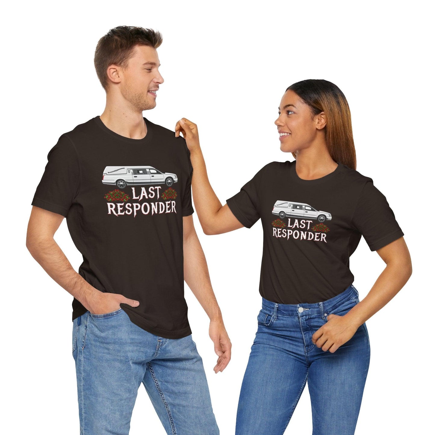 Last Responder NEW Tee - Cotton, Crew neck, DTG, funeral, funeral director, hearse, last responder, Men's Clothing, mortician, Neck Labels, Regular fit, T-shirts, Unisex, Women's Clothing T-Shirt