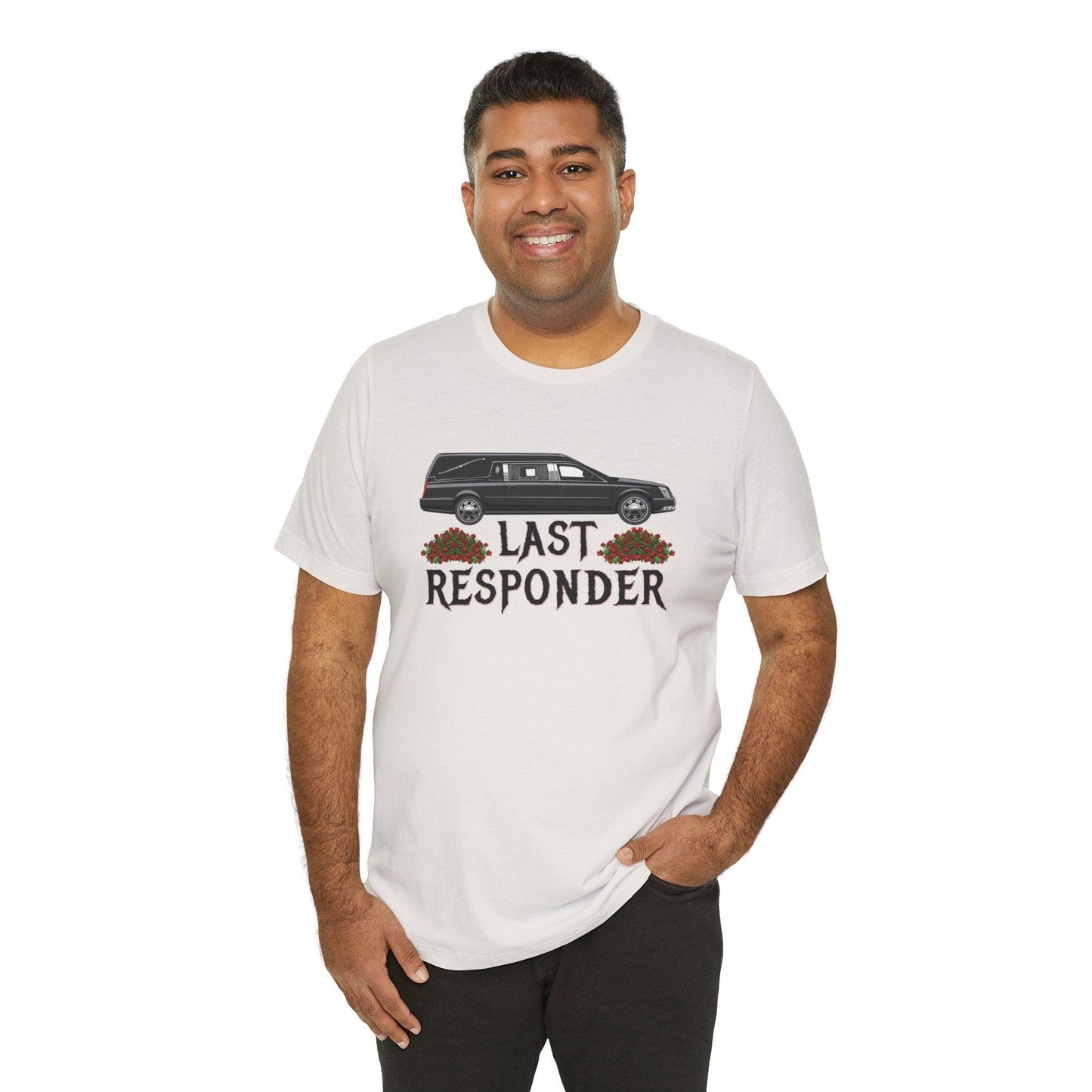 Last Responder NEW Tee - Cotton, Crew neck, DTG, funeral, funeral director, hearse, last responder, Men's Clothing, mortician, Neck Labels, Regular fit, T-shirts, Unisex, Women's Clothing T-Shirt