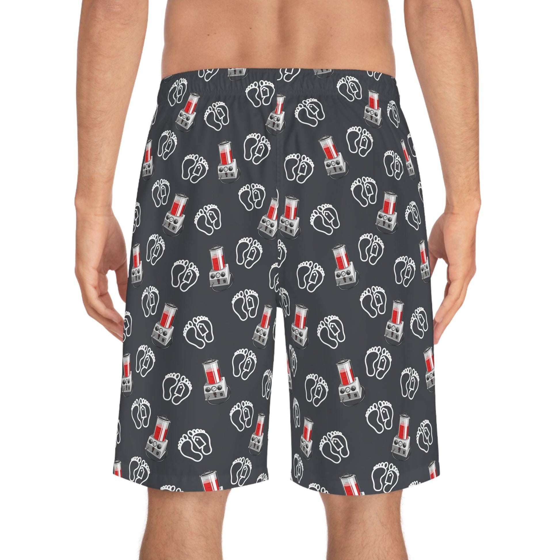 Morti-Boy Embalmer on Steel Grey - Board Shorts - All Over Print, AOP, AOP Clothing, Bottoms, embalmer, embalming, embalming machine, funeral director, Men's Bottoms, Men's Clothing, mortician, porti-boy, Sports, Sportswear, Sublimation, Swimwear Board Shorts