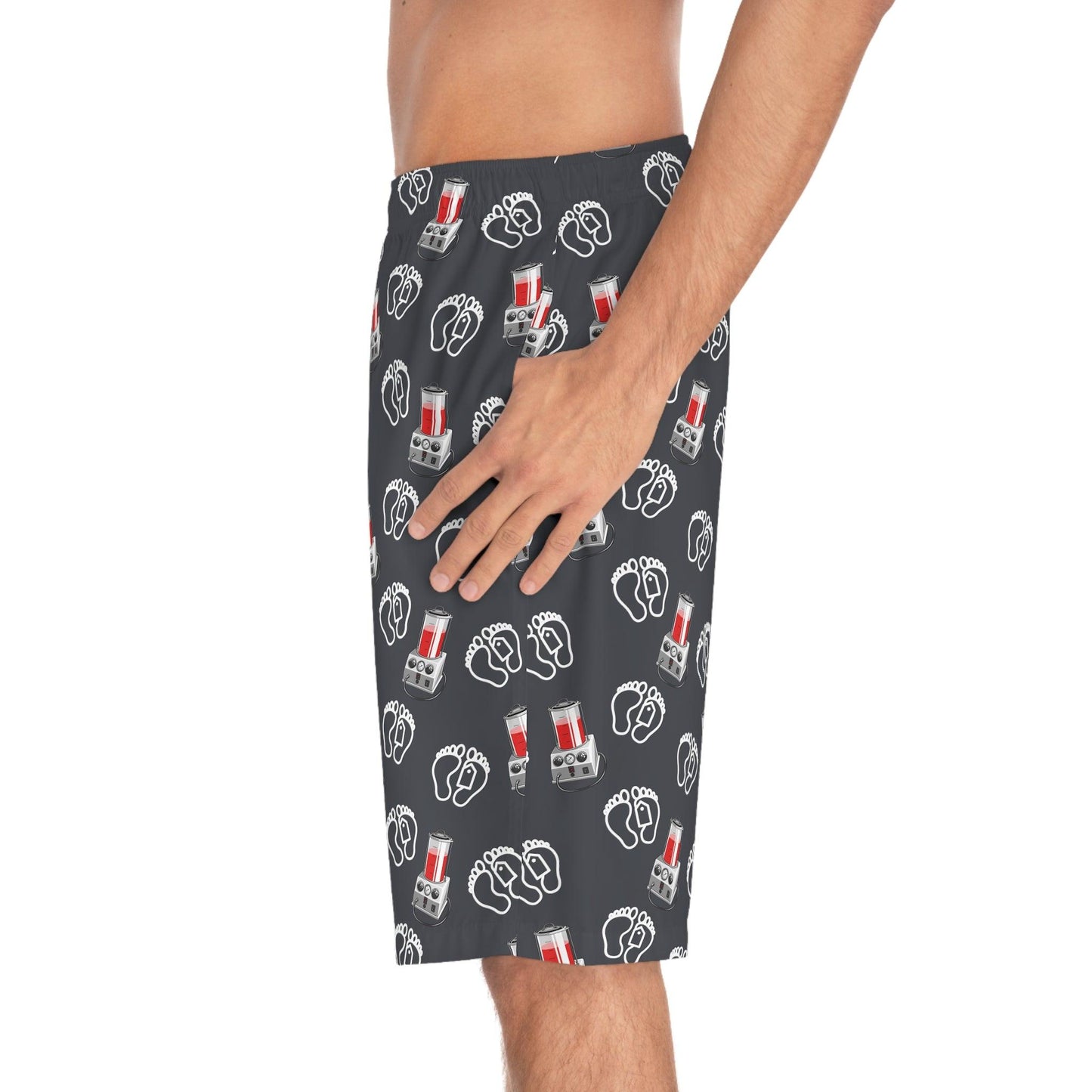 Morti-Boy Embalmer on Steel Grey - Board Shorts - All Over Print, AOP, AOP Clothing, Bottoms, embalmer, embalming, embalming machine, funeral director, Men's Bottoms, Men's Clothing, mortician, porti-boy, Sports, Sportswear, Sublimation, Swimwear Board Shorts