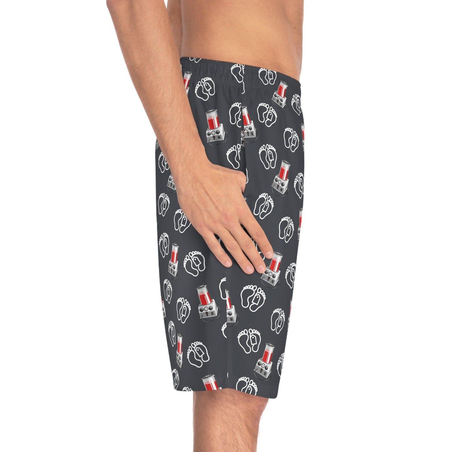 Morti-Boy Embalmer on Steel Grey - Board Shorts - All Over Print, AOP, AOP Clothing, Bottoms, embalmer, embalming, embalming machine, funeral director, Men's Bottoms, Men's Clothing, mortician, porti-boy, Sports, Sportswear, Sublimation, Swimwear Board Shorts