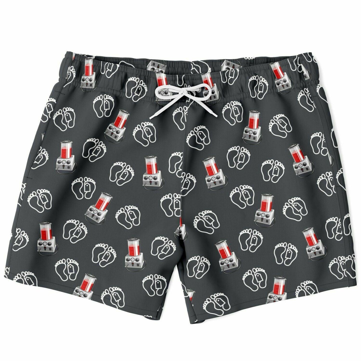 Morti-Boy Embalmer on Steel Grey - Swim Trunks - Casket, Coffin, death care, death positive, embalm, embalmer, Embalming, embalming machine, Funeral, funeral home, funerals, last responder, mortician, mortuary science, porti-boy, toe tag Swim Trunks Men - AOP