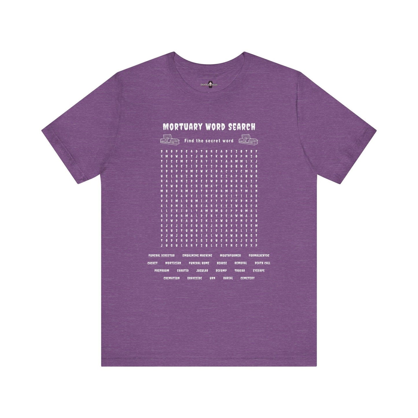 Mortuary Word Search Puzzle - Tee - college, embalmer, funeral director, mortician, mortuary school, puzzle, science T-Shirt