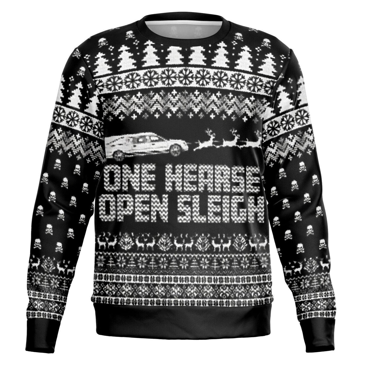 "One Hearse Open Sleigh" Ugly Christmas Sweater BLACK - Sweater