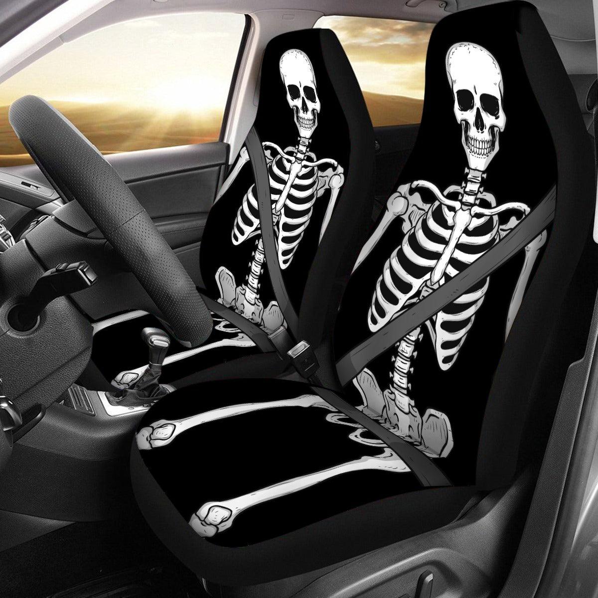 Safe Skeletons - Universal Car Seat Covers - automotive, goth, skeleton, skulls car seat cover