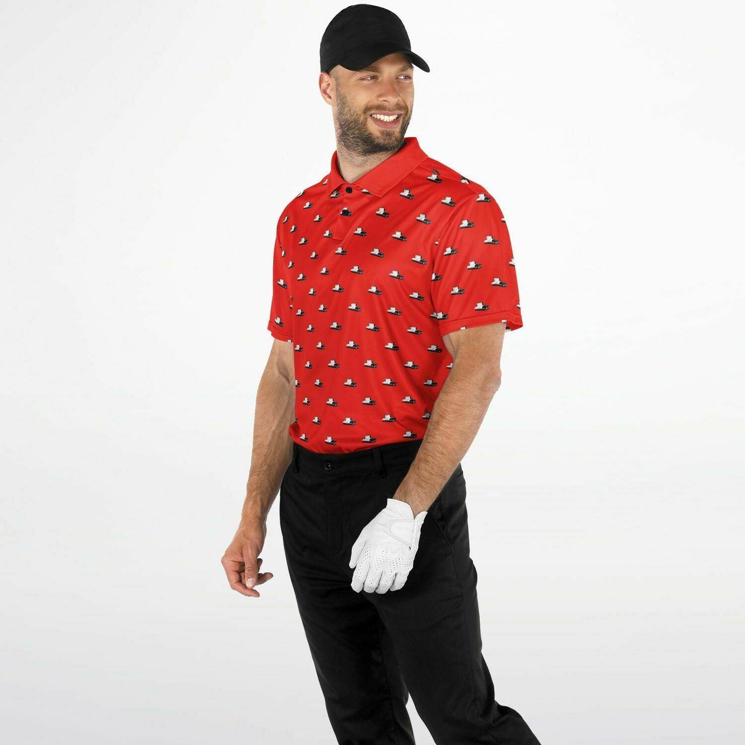 Sunday Red Sunday Dead Golf Polo - Open Casket - casket, Coffin, death, funeral, golf, polo Polo Shirt - AOP