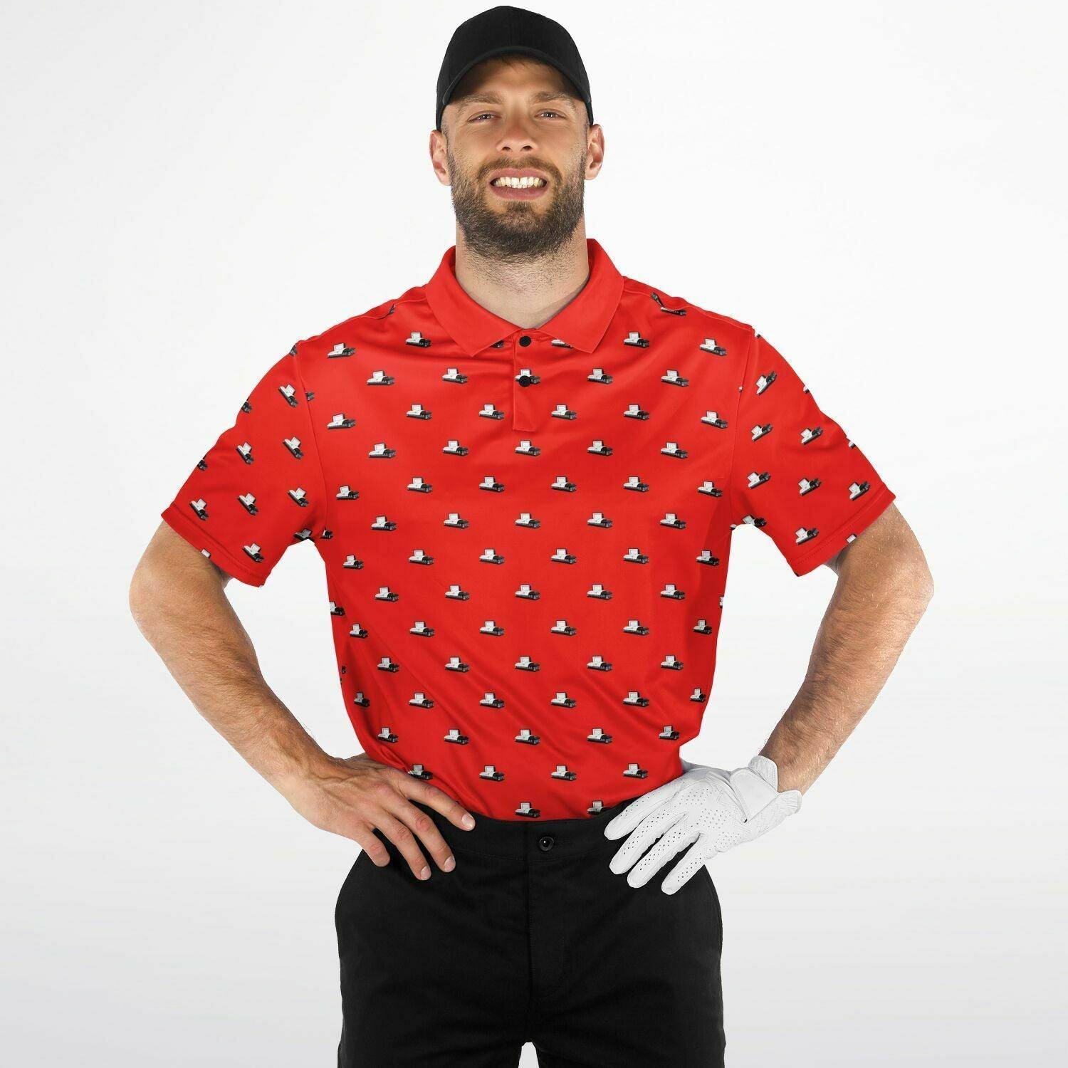 Sunday Red Sunday Dead Golf Polo - Open Casket - casket, Coffin, death, funeral, golf, polo Polo Shirt - AOP