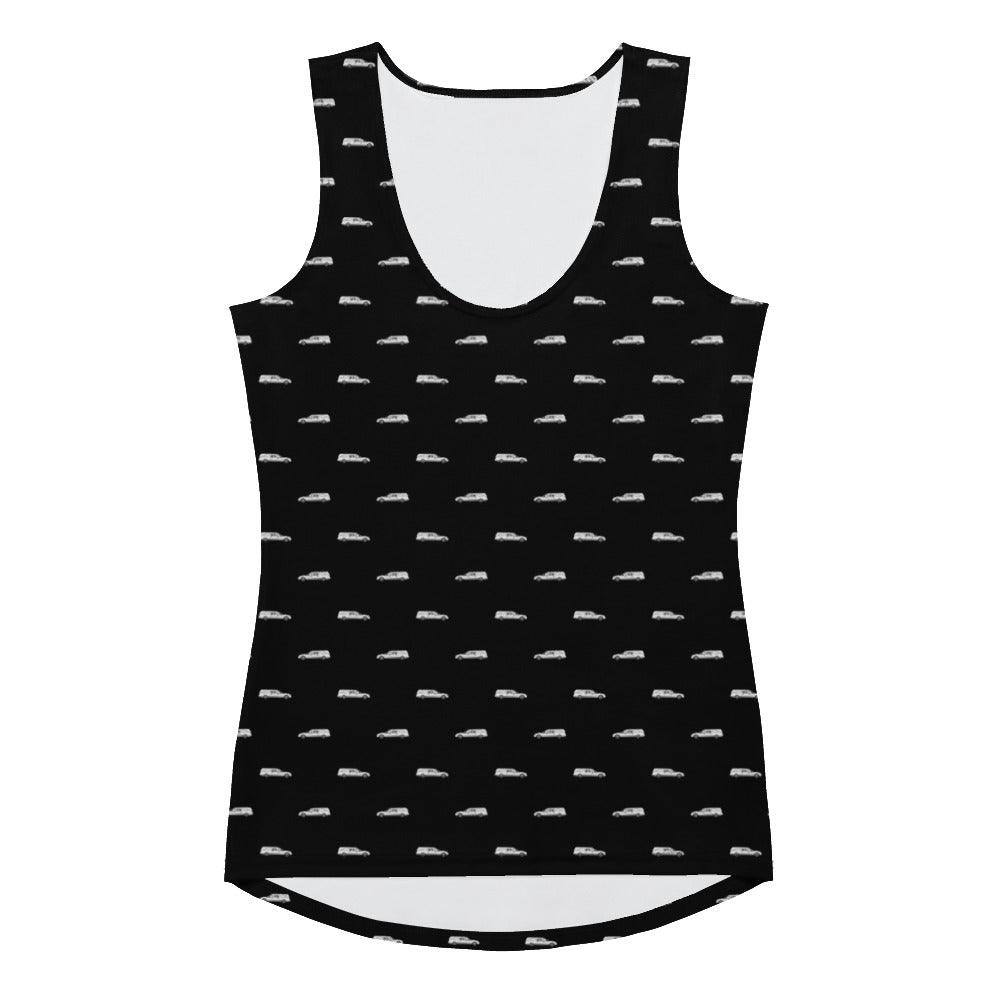 Tank Top - White Hearse on Black - death, funeral, goth, hearse 