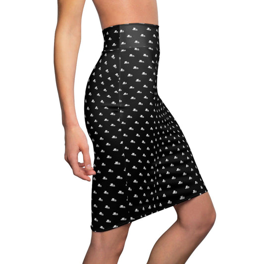 White Casket on Black - Pencil Skirt - All Over Print,AOP,AOP Clothing,Assembled in the USA,Assembled in USA,casket,coffin,death,funeral,goth,Made in the USA,Made in USA,Skirts & Dresses,Sublimation,Women's Clothing All Over Prints