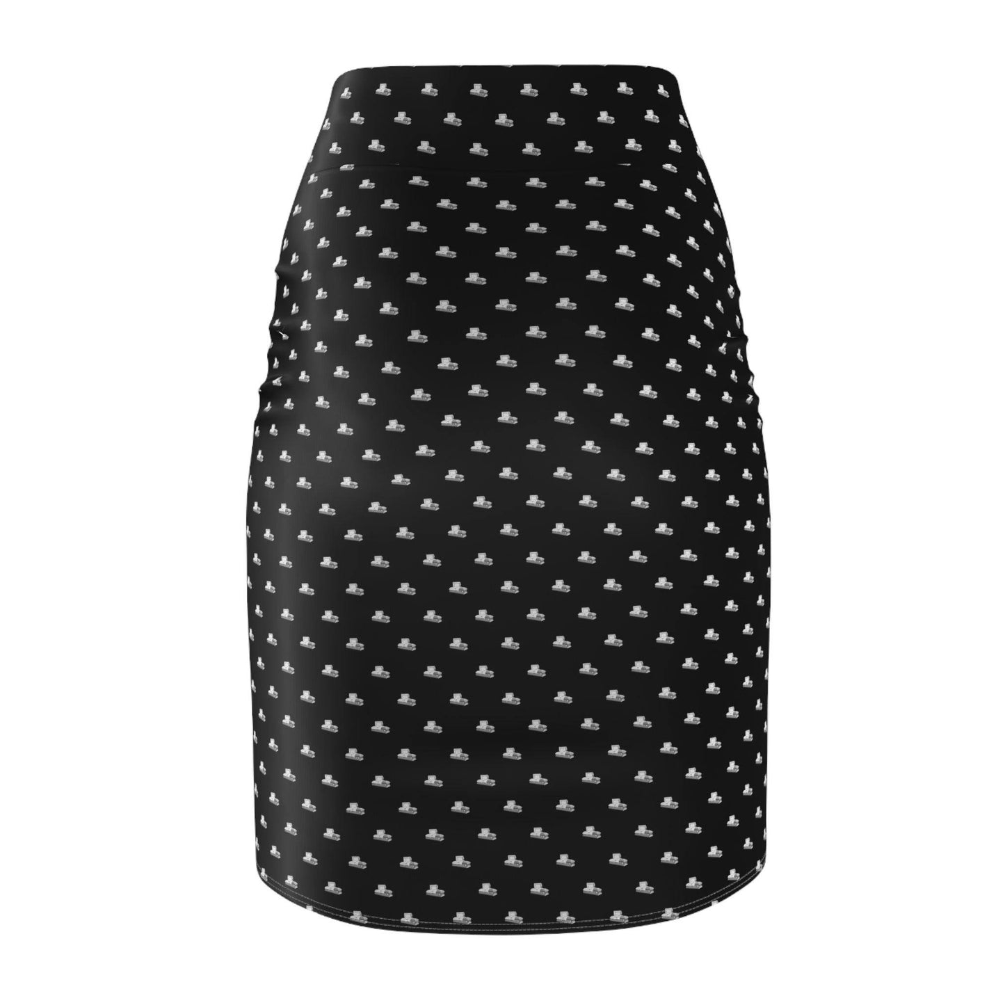 Pencil Skirt - White Casket on Black - All Over Print, AOP, AOP Clothing, Assembled in the USA, Assembled in USA, casket, coffin, death, funeral, goth, Made in the USA, Made in USA, Skirts & Dresses, Sublimation, Women's Clothing All Over Prints