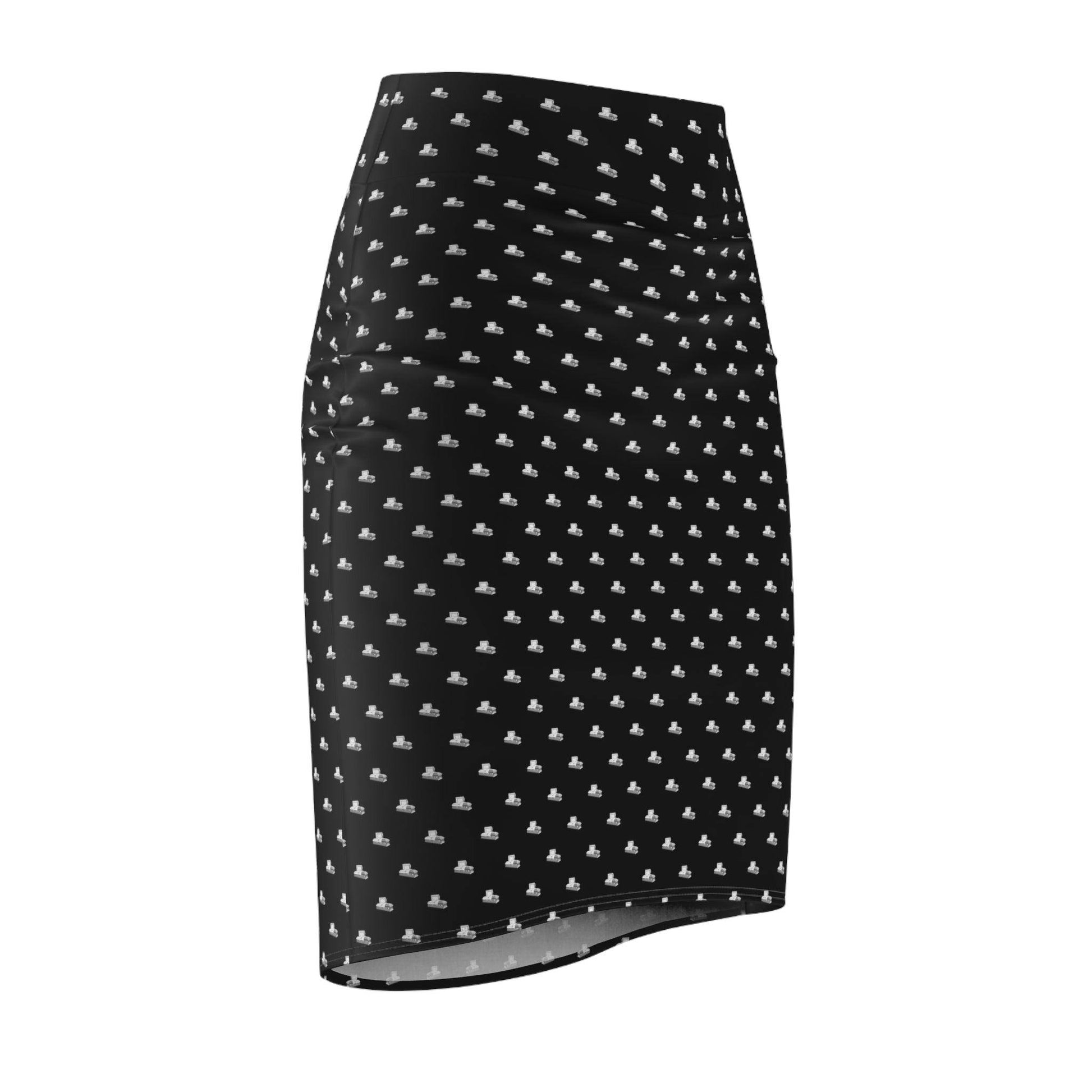 Pencil Skirt - White Casket on Black - All Over Print, AOP, AOP Clothing, Assembled in the USA, Assembled in USA, casket, coffin, death, funeral, goth, Made in the USA, Made in USA, Skirts & Dresses, Sublimation, Women's Clothing All Over Prints