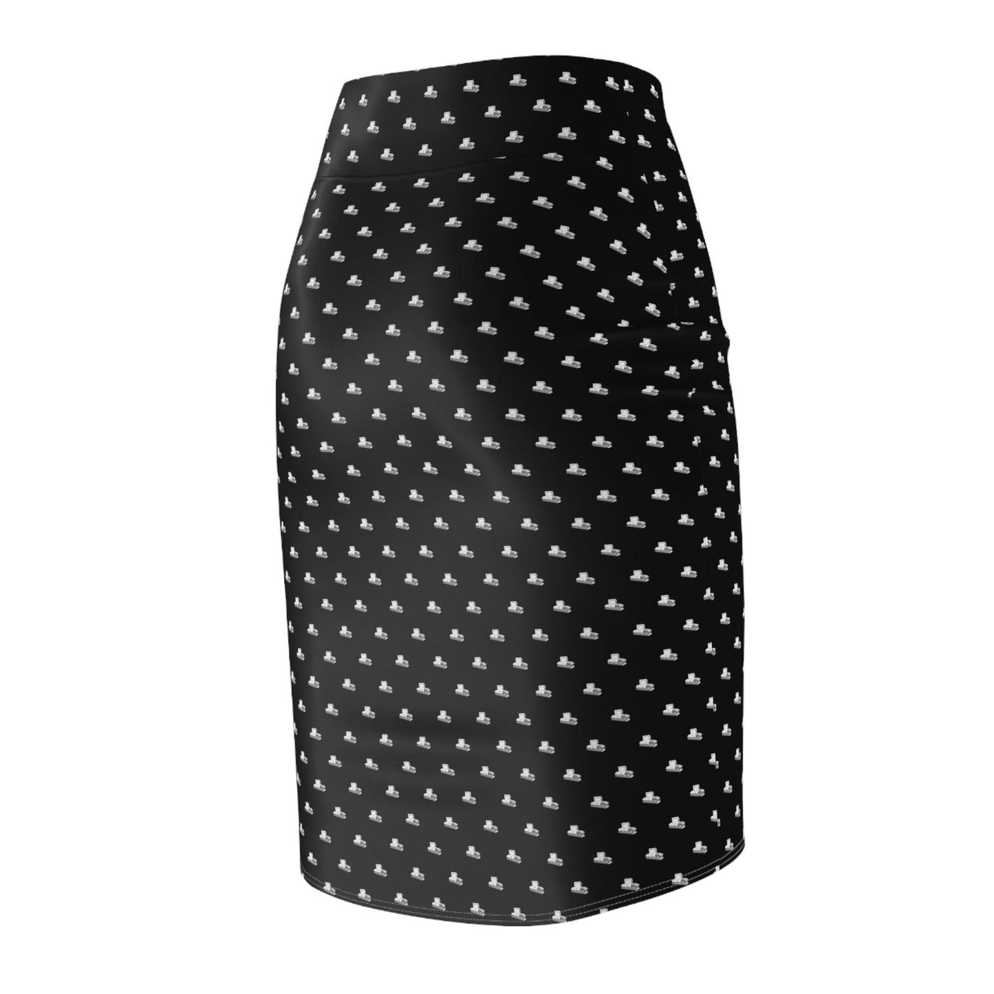 Pencil Skirt - White Casket on Black - All Over Print, AOP, AOP Clothing, Assembled in the USA, Assembled in USA, casket, coffin, death, funeral, goth, Made in the USA, Made in USA, Skirts & Dresses, Sublimation, Women's Clothing All Over Prints