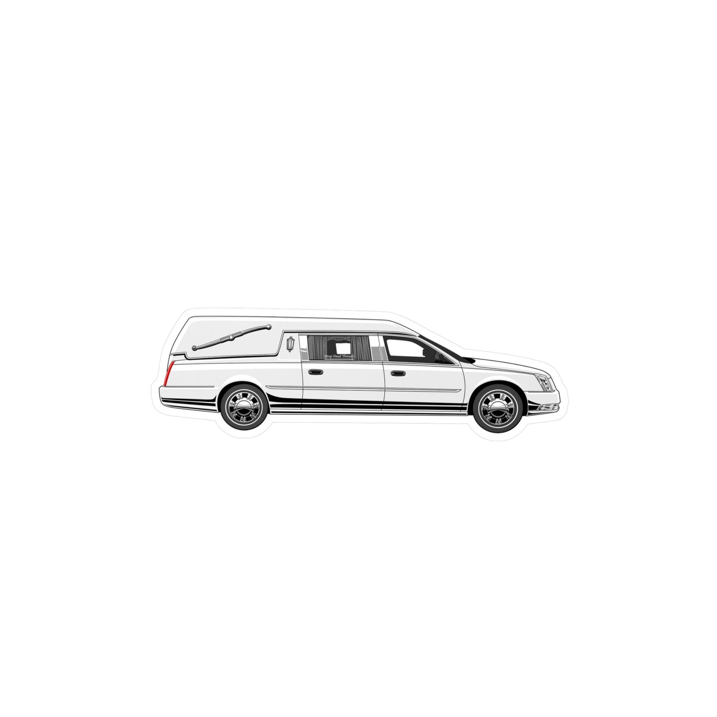 White Hearse Vinyl Sticker - Assembled in the USA, Assembled in USA, death, funeral, goth, hearse, Home & Living, Kiss cut, Made in the USA, Made in USA, Magnets & Stickers, Paper, Satin, Stickers, Vinyl, White base Paper products